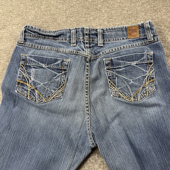 BKE Wendi Stretch Bootcut Medium Wash Denim Jeans Womens 33x31.5 Distressed Y2K - Picture 10 of 11